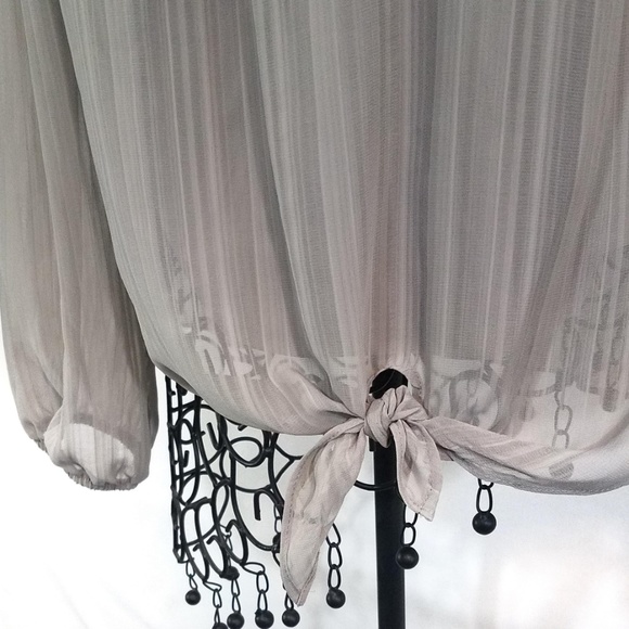 2in1 Gray Cami with Sheer Shell Long Sleeve Top - Picture 4 of 6